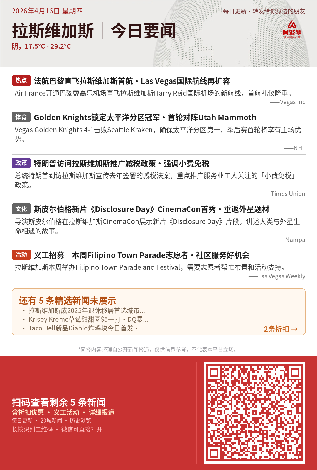 拉斯维加斯今日要闻